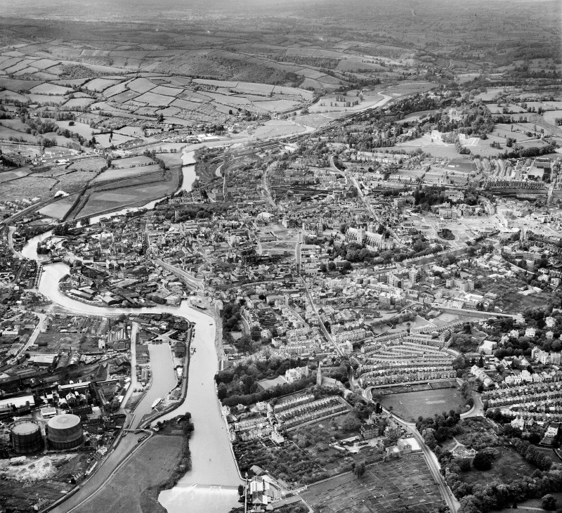 Aerial view of the bomb damage to Exeter (Historic England)